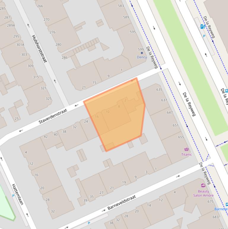 Kaart van postcodegebied 2573DD.