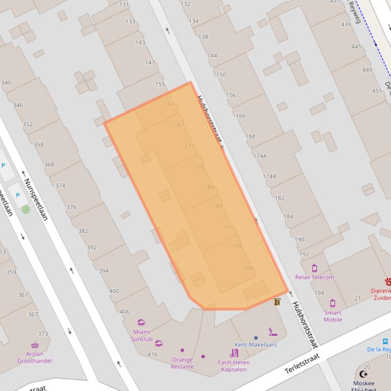 Kaart van postcodegebied 2573EE.