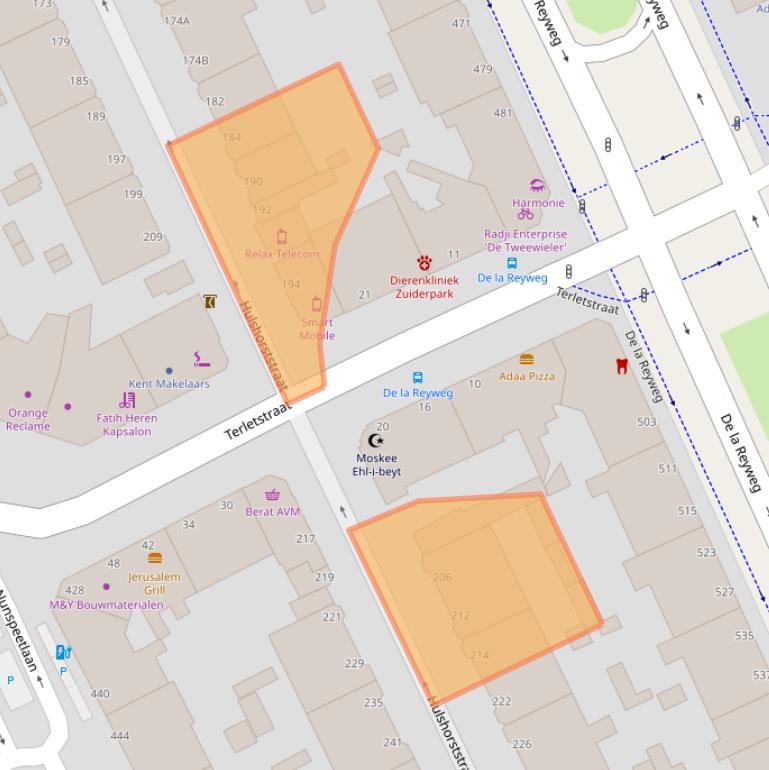 Kaart van postcodegebied 2573ER.