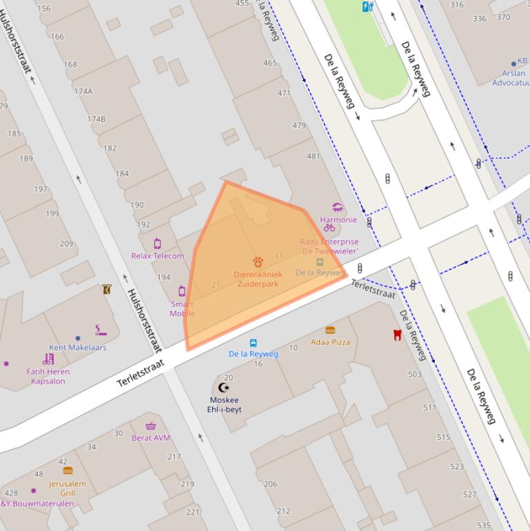 Kaart van postcodegebied 2573EV.