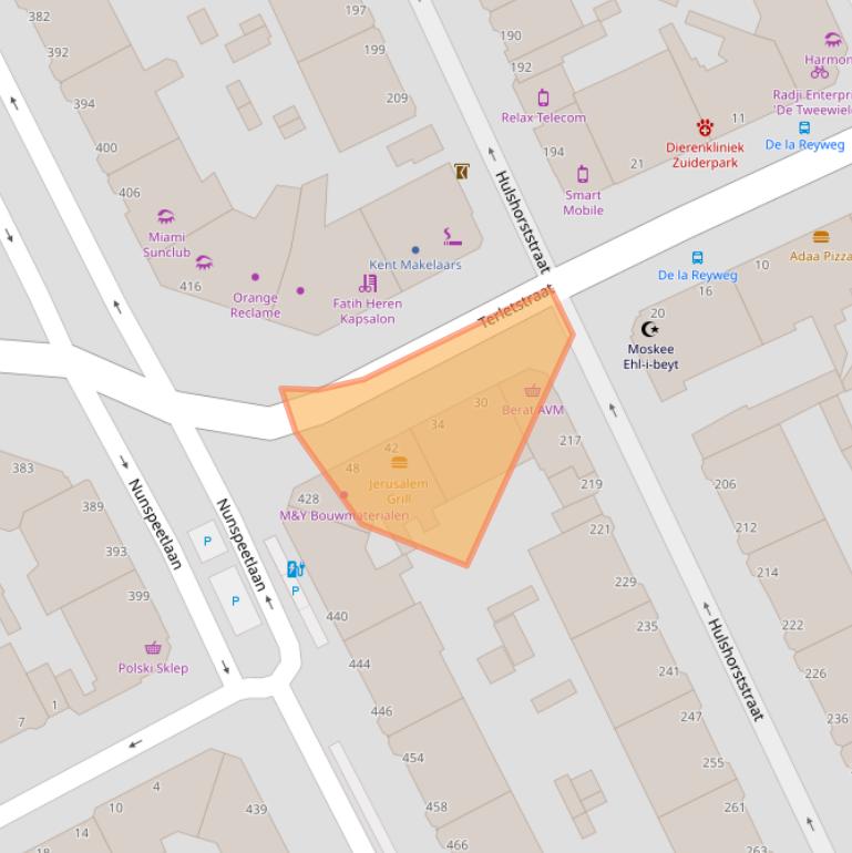 Kaart van postcodegebied 2573EZ.