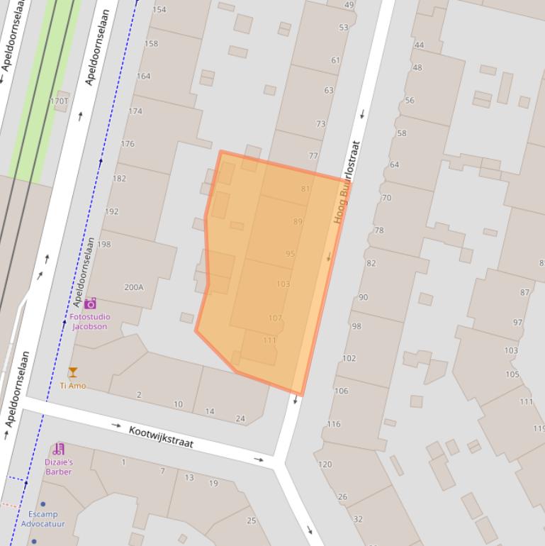 Kaart van postcodegebied 2573HX.