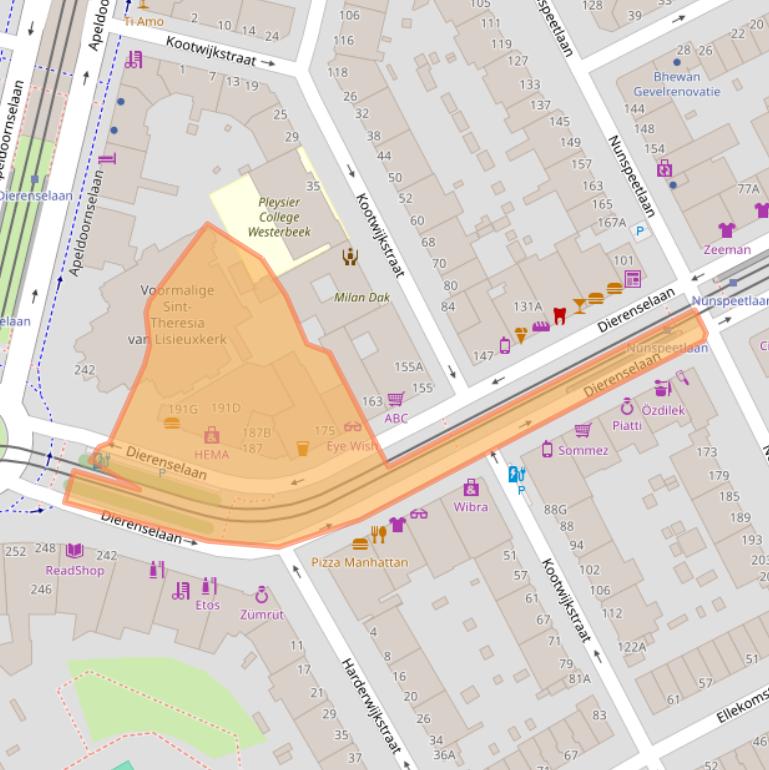 Kaart van postcodegebied 2573KG.
