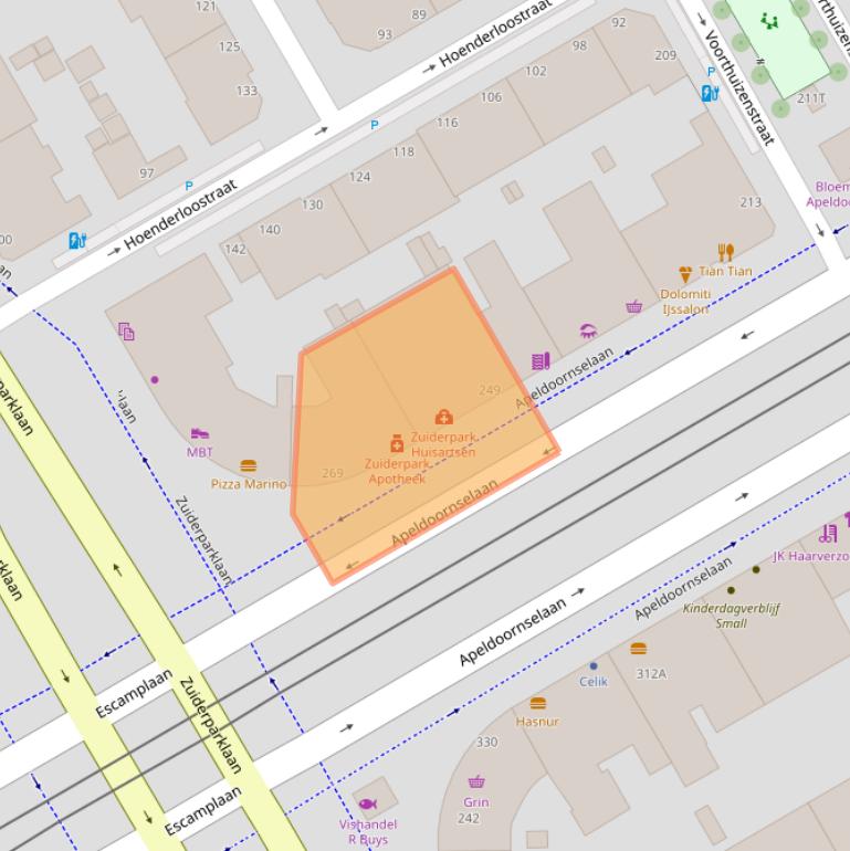 Kaart van postcodegebied 2573LK.