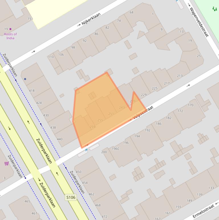 Kaart van postcodegebied 2573SL.