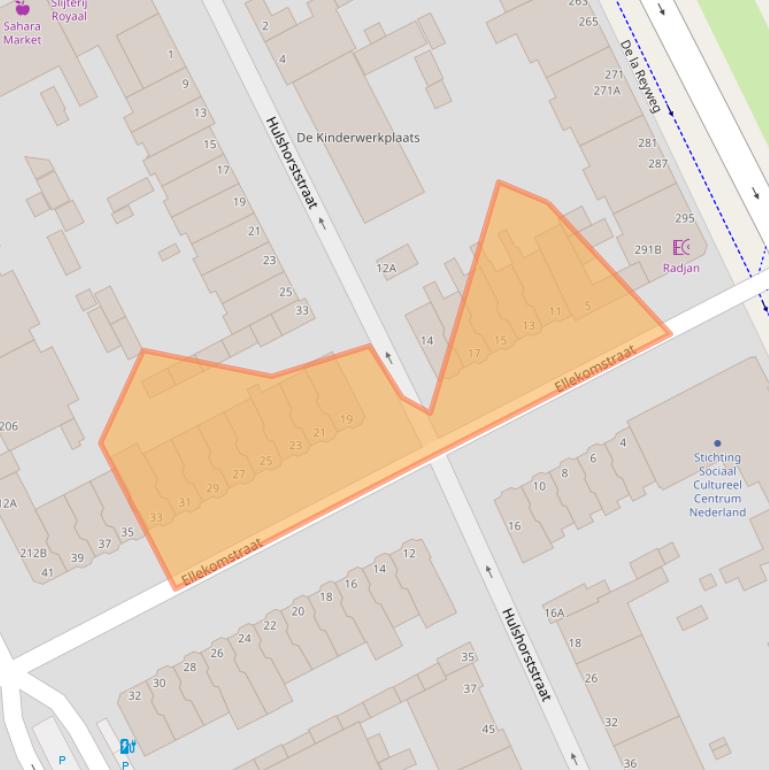 Kaart van postcodegebied 2573XA.