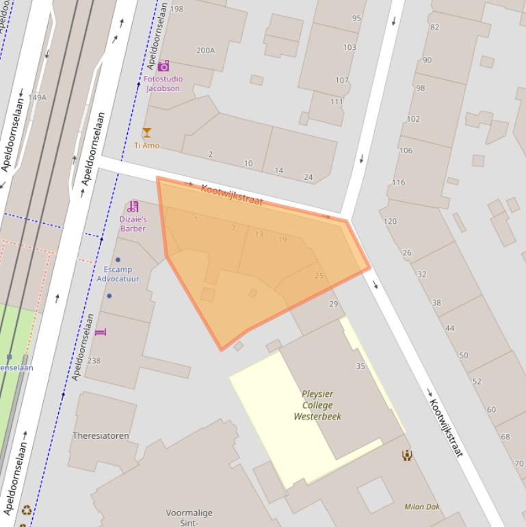 Kaart van postcodegebied 2573XH.