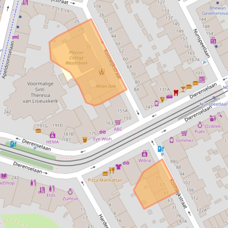 Kaart van postcodegebied 2573XJ.