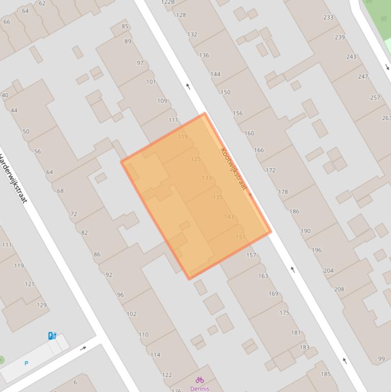 Kaart van postcodegebied 2573XM.