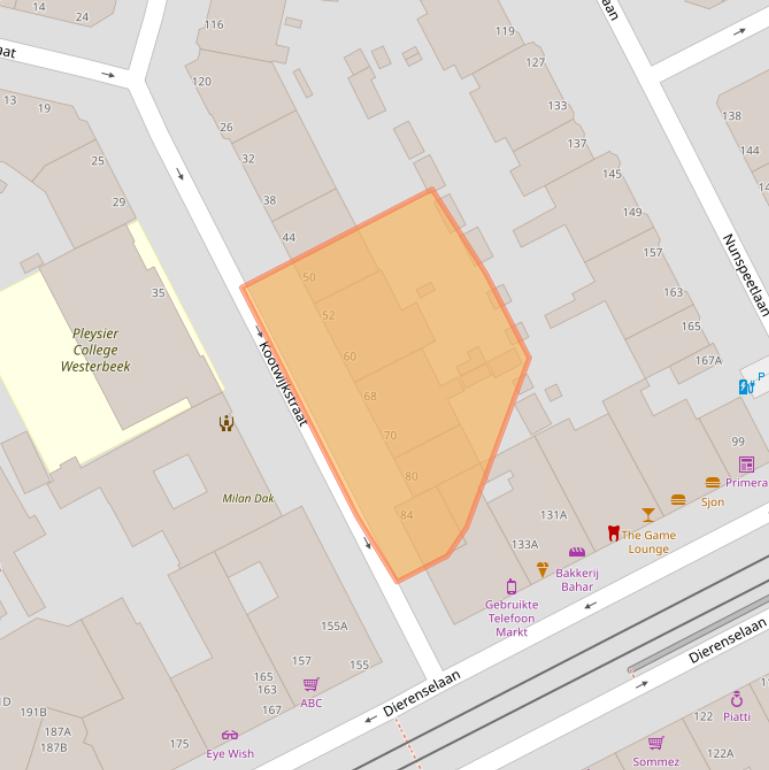 Kaart van postcodegebied 2573XS.