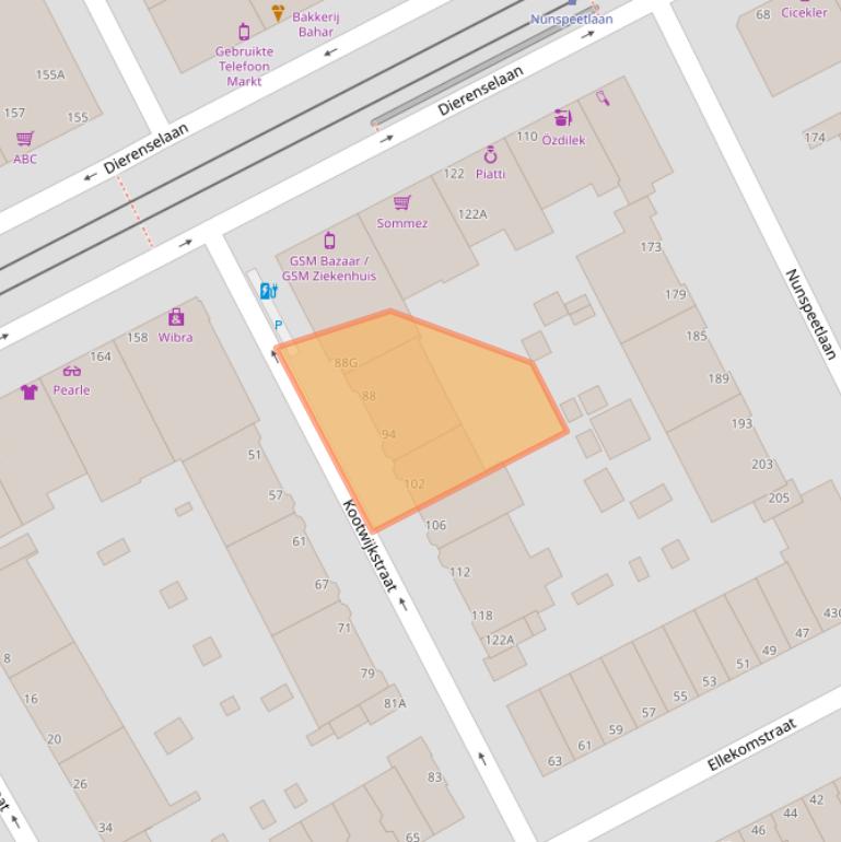 Kaart van postcodegebied 2573XT.