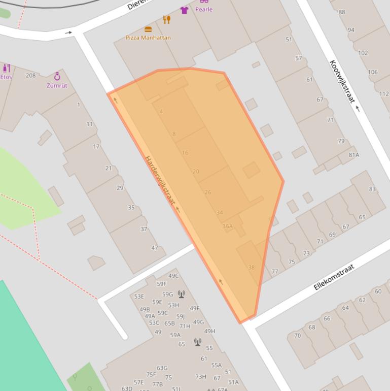 Kaart van postcodegebied 2573ZL.