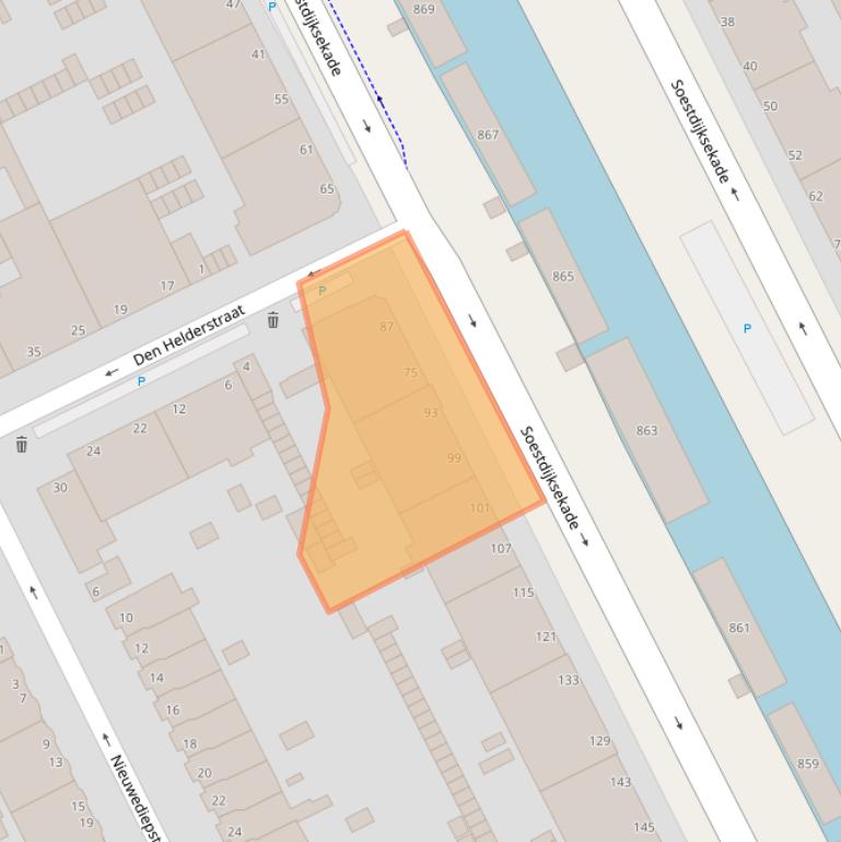 Kaart van postcodegebied 2574AC.