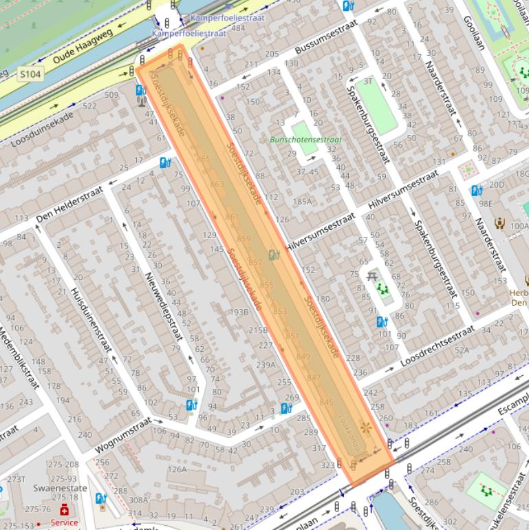 Kaart van postcodegebied 2574AX.