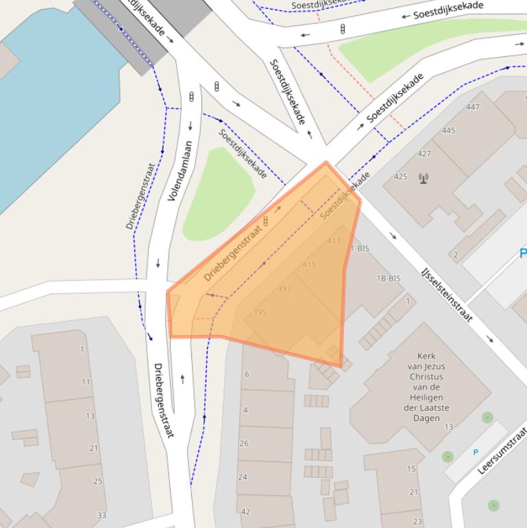 Kaart van postcodegebied 2574BA.