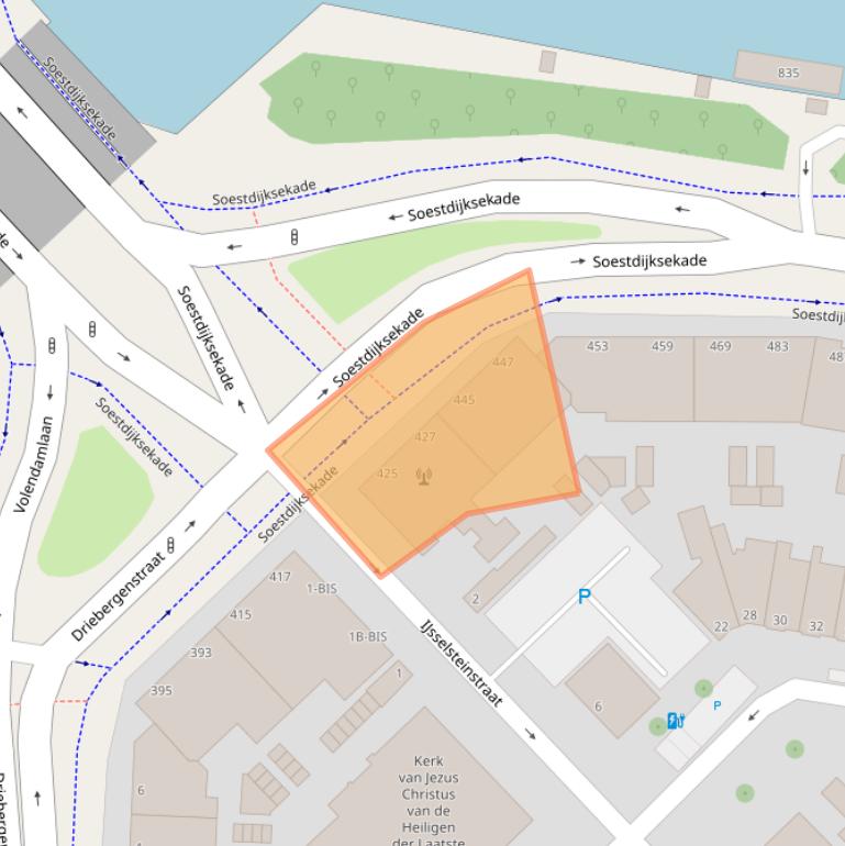 Kaart van postcodegebied 2574BB.