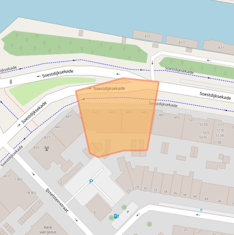 Kaart van postcodegebied 2574BC.