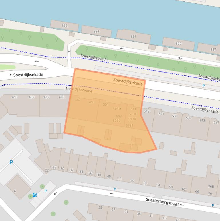 Kaart van postcodegebied 2574BD.