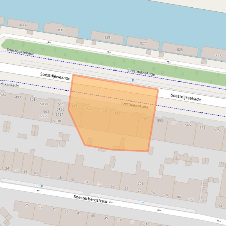 Kaart van postcodegebied 2574BE.