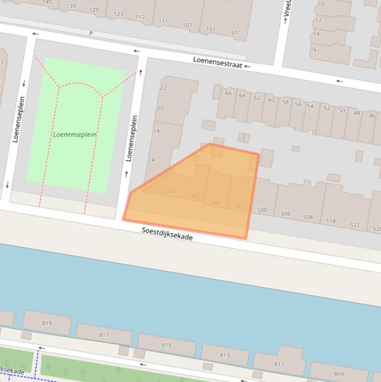 Kaart van postcodegebied 2574BZ.