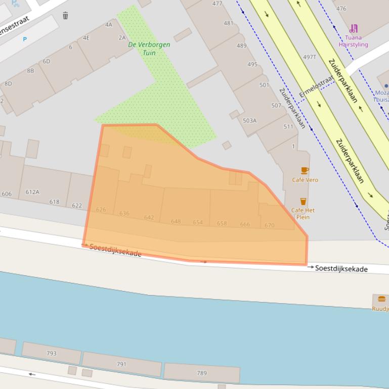 Kaart van postcodegebied 2574CE.