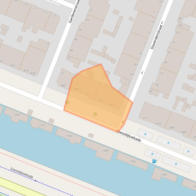 Kaart van postcodegebied 2574EG.