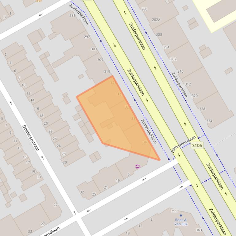 Kaart van postcodegebied 2574GC.