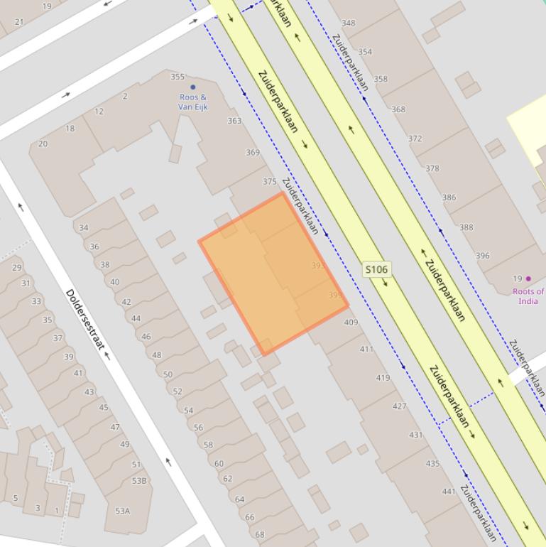 Kaart van postcodegebied 2574GE.