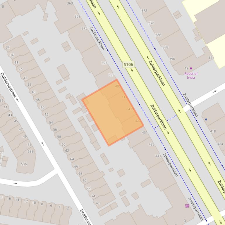 Kaart van postcodegebied 2574GG.