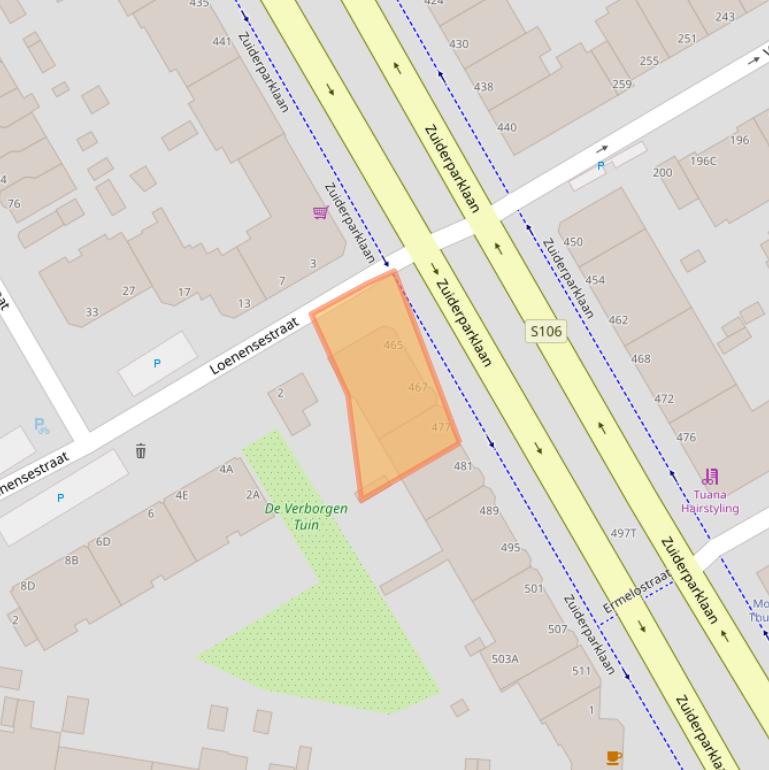 Kaart van postcodegebied 2574GJ.