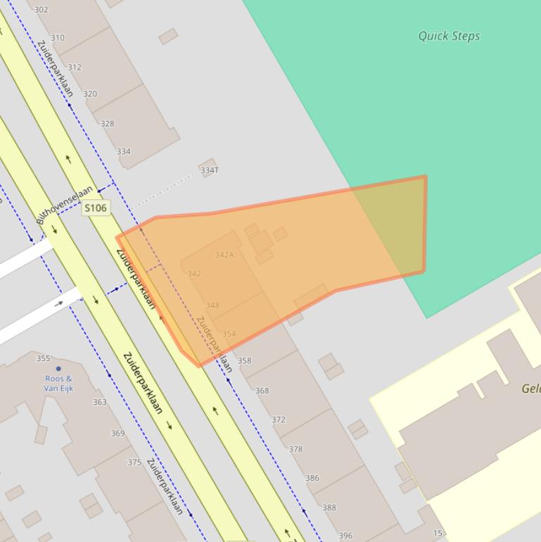 Kaart van postcodegebied 2574GR.