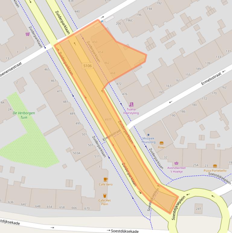 Kaart van postcodegebied 2574GV.