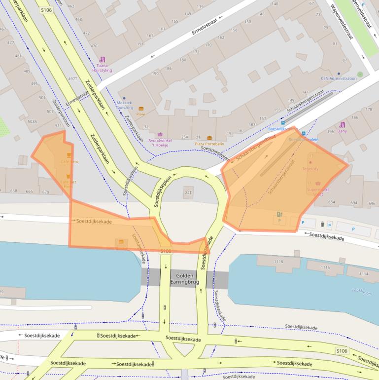 Kaart van postcodegebied 2574GX.