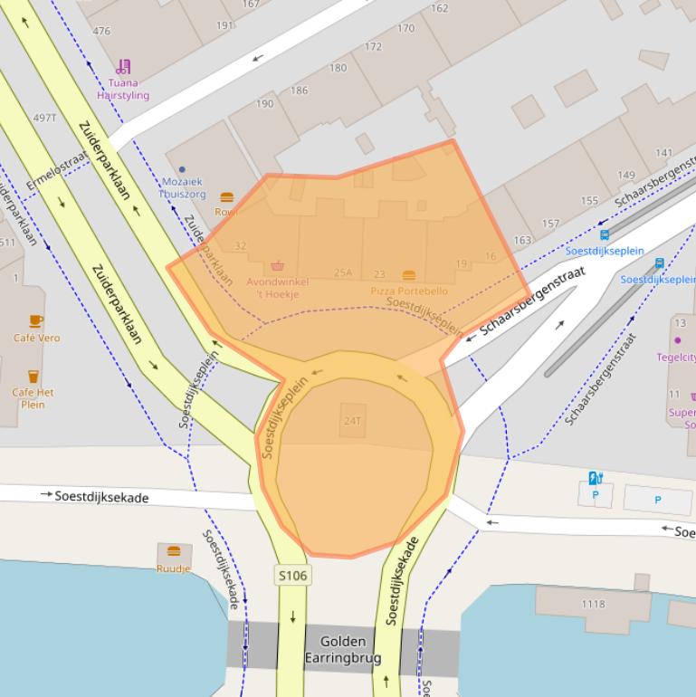 Kaart van postcodegebied 2574GZ.