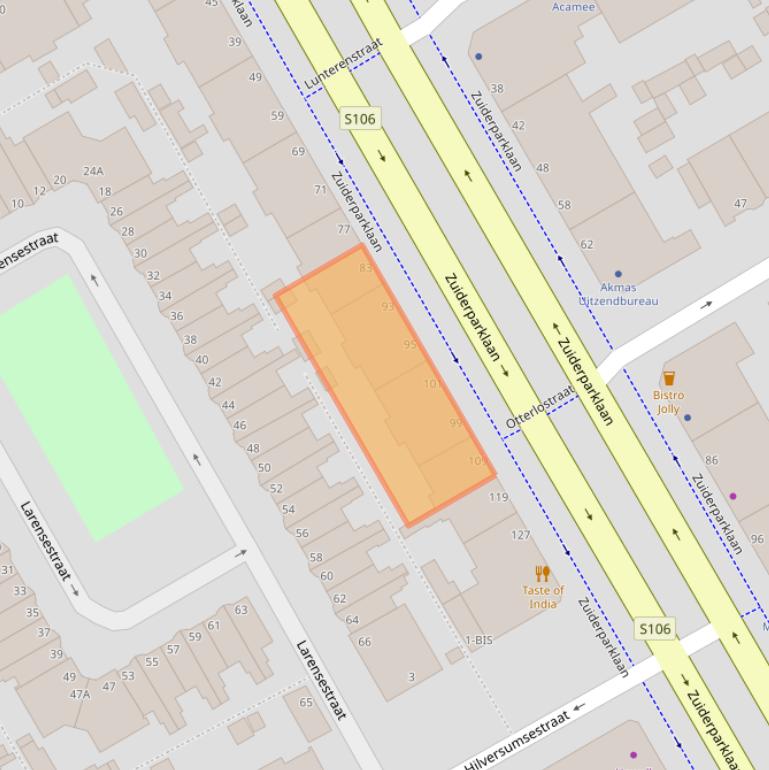 Kaart van postcodegebied 2574HC.