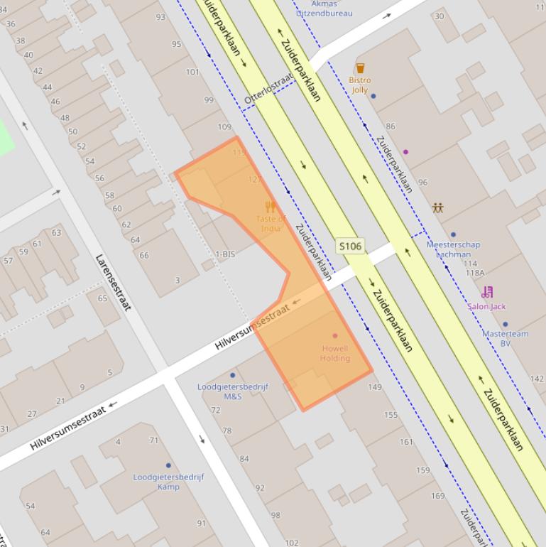 Kaart van postcodegebied 2574HD.