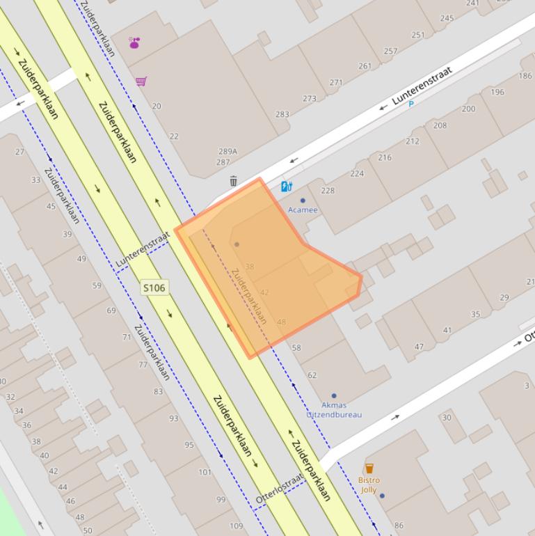 Kaart van postcodegebied 2574HL.