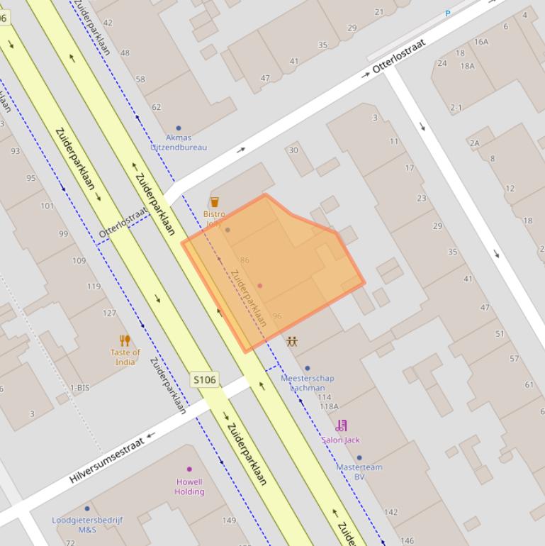 Kaart van postcodegebied 2574HN.