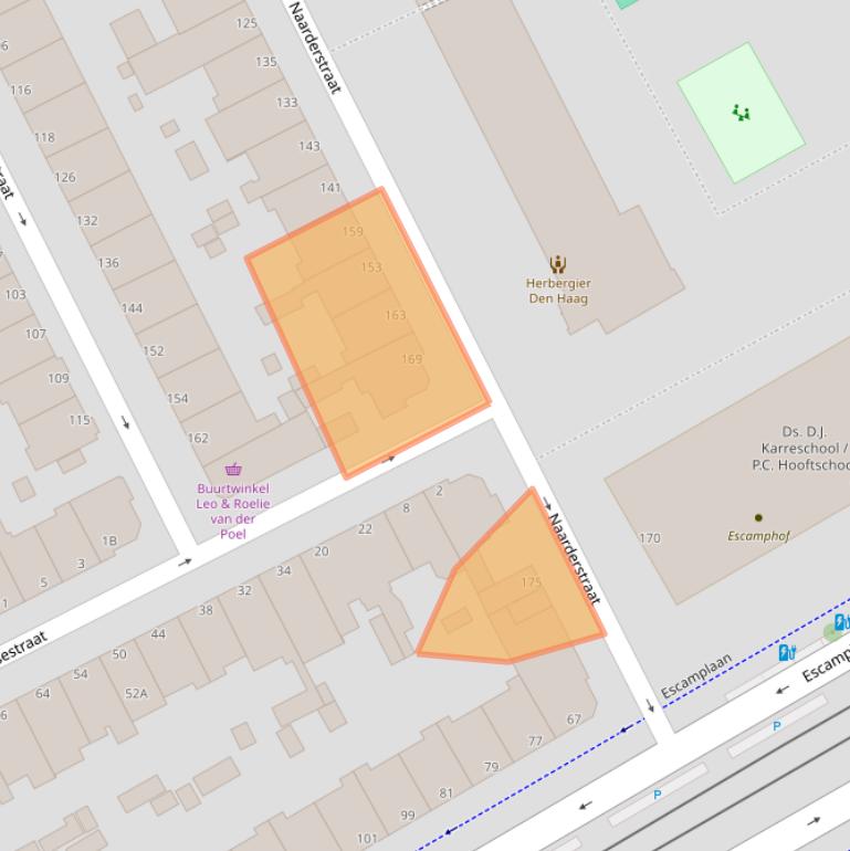 Kaart van postcodegebied 2574PG.