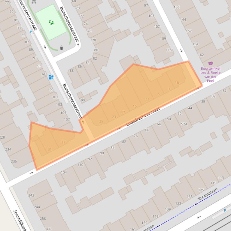 Kaart van postcodegebied 2574PL.