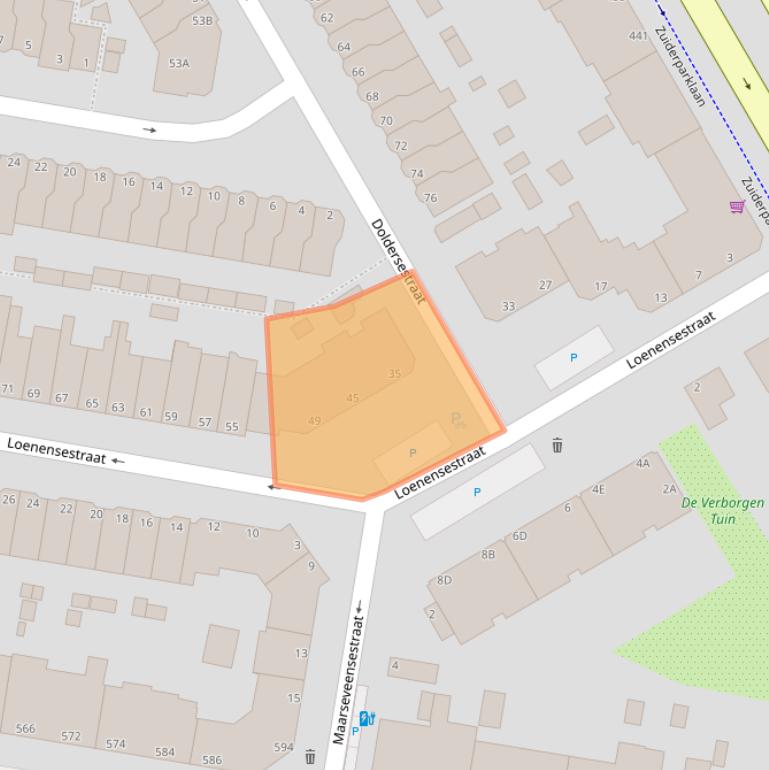 Kaart van postcodegebied 2574RE.