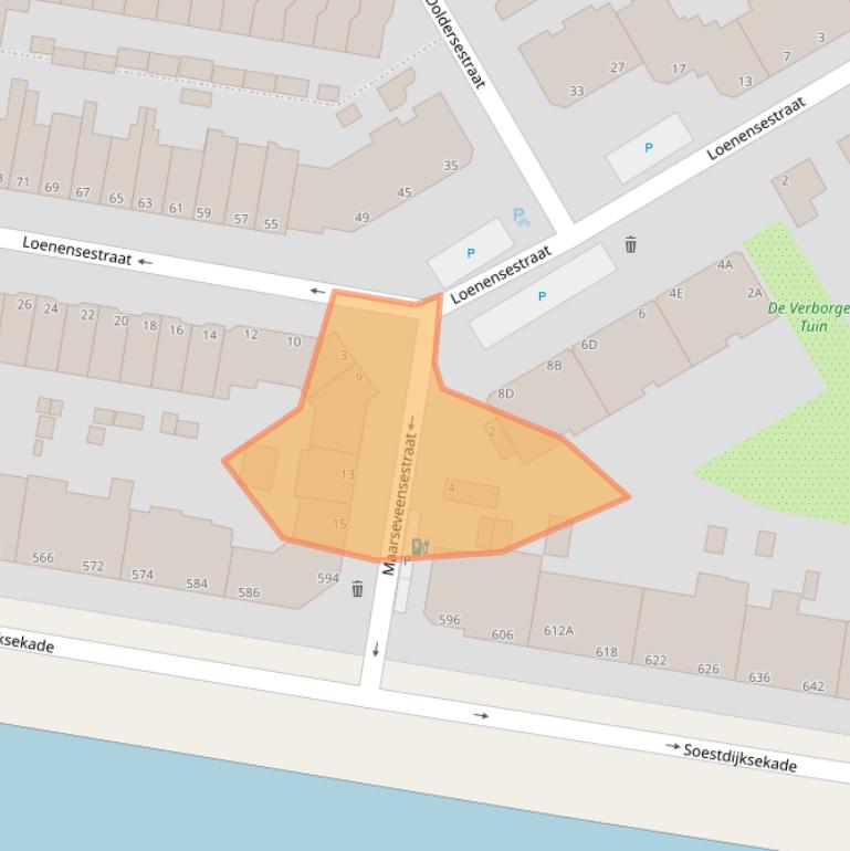 Kaart van postcodegebied 2574RW.