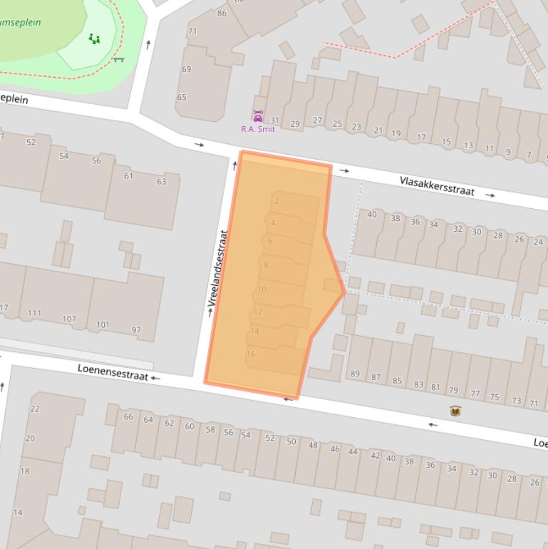Kaart van postcodegebied 2574RX.