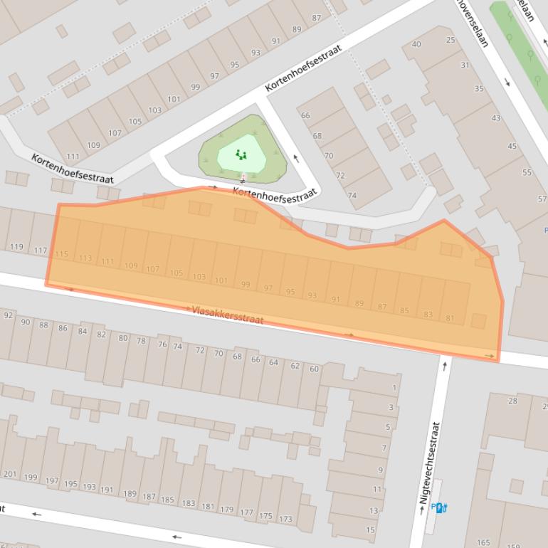 Kaart van postcodegebied 2574SE.