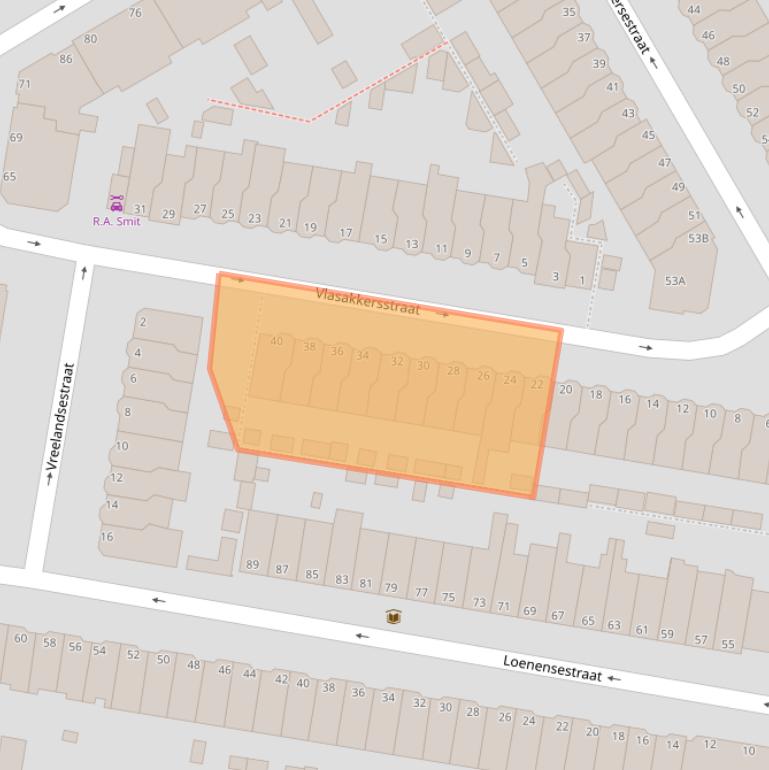 Kaart van postcodegebied 2574SJ.