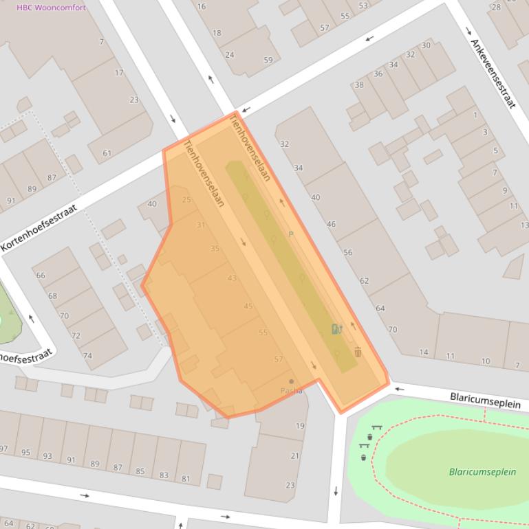 Kaart van postcodegebied 2574SW.