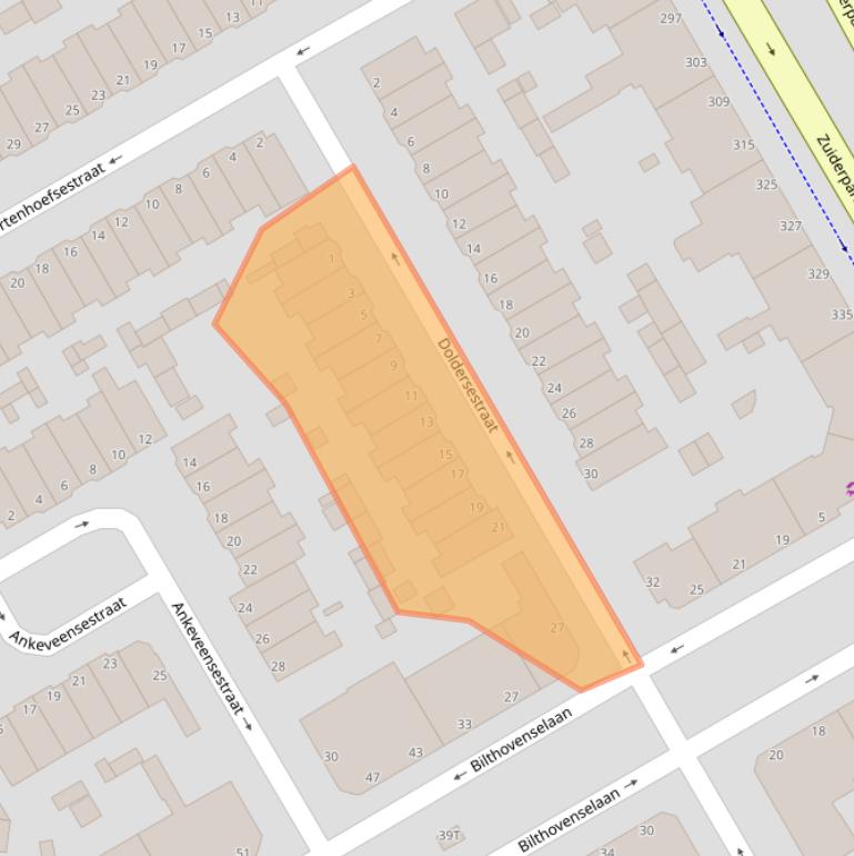 Kaart van postcodegebied 2574TA.