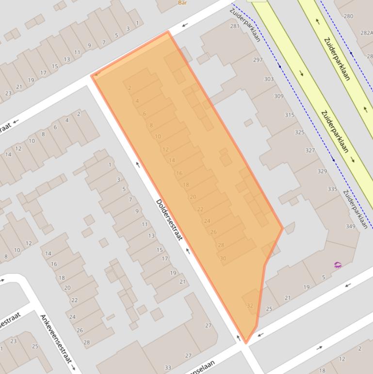 Kaart van postcodegebied 2574TC.