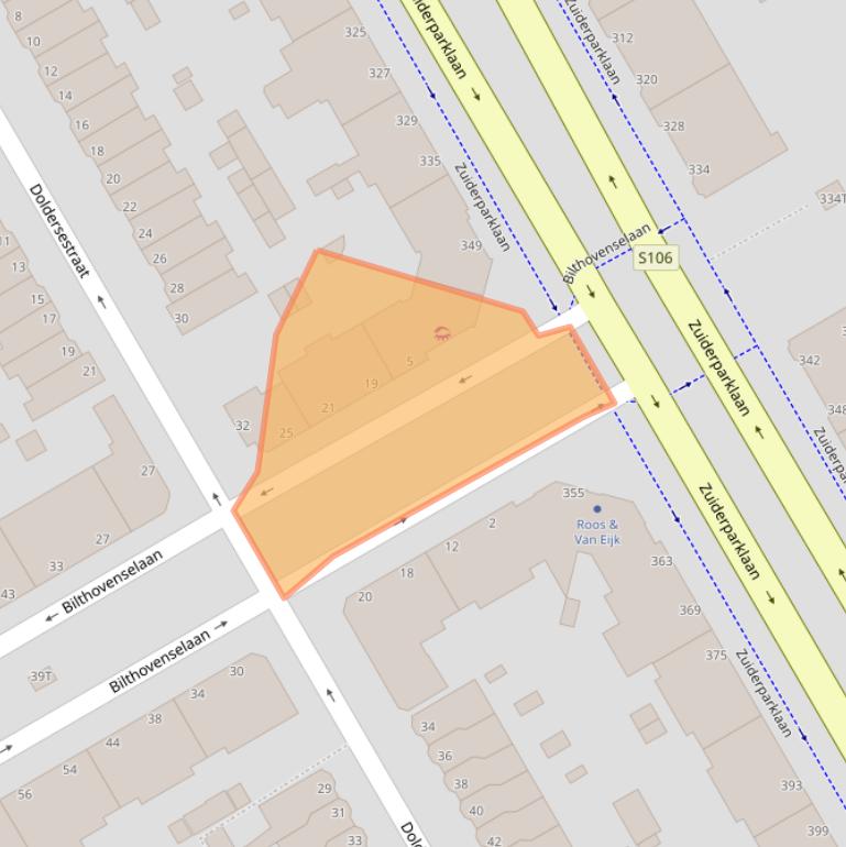 Kaart van postcodegebied 2574TE.