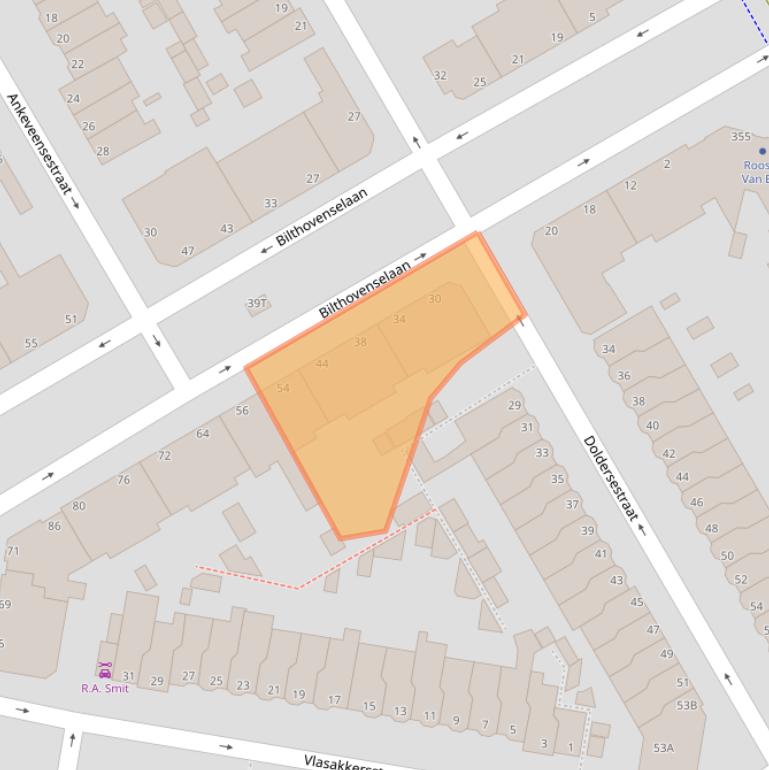 Kaart van postcodegebied 2574TJ.